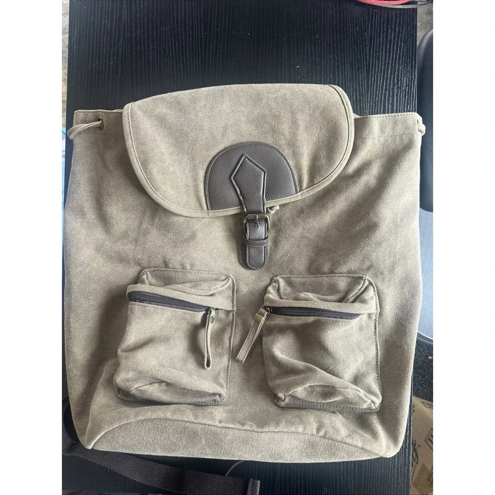 Gootium Canvas Rucksack Backpack Bag Drawstring Buckle Close Messenger‎ Outdoor